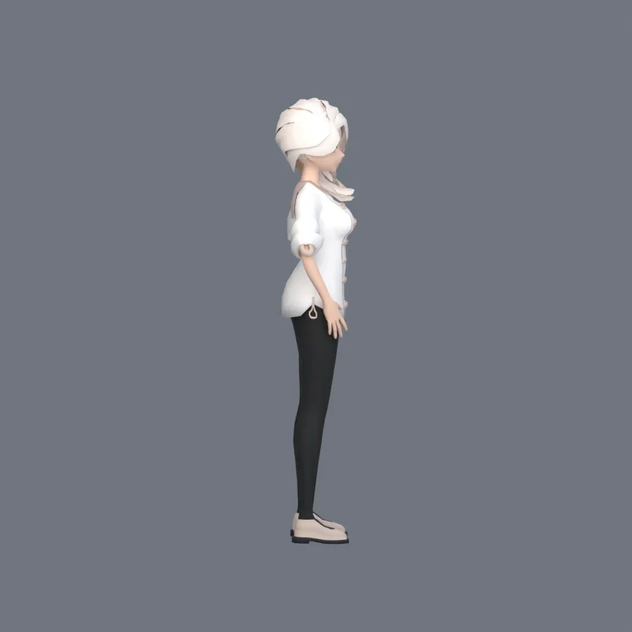 Stylized Anime Girl 08 Rigged, 3D model preview 1