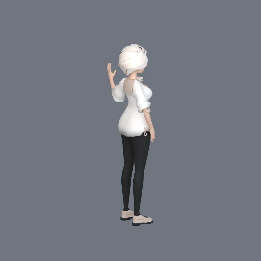 Stylized Anime Girl 08 Rigged, 3D model preview 2