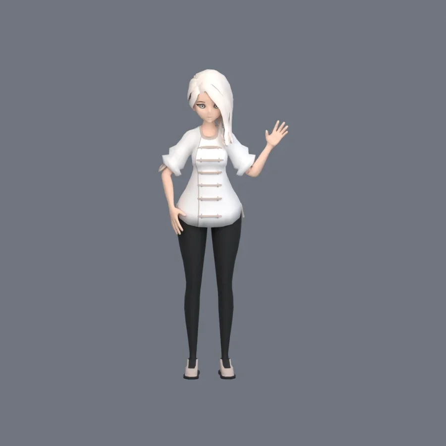 Stylized Anime Girl 08 Rigged, 3D model preview 3