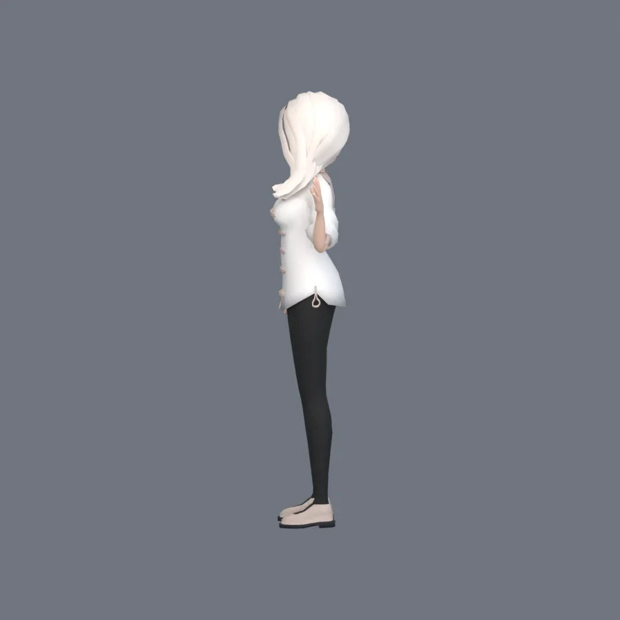 Stylized Anime Girl 08 Rigged, 3D model preview 4