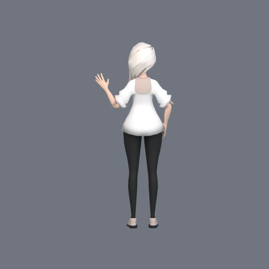 Stylized Anime Girl 08 Rigged, 3D model preview 5