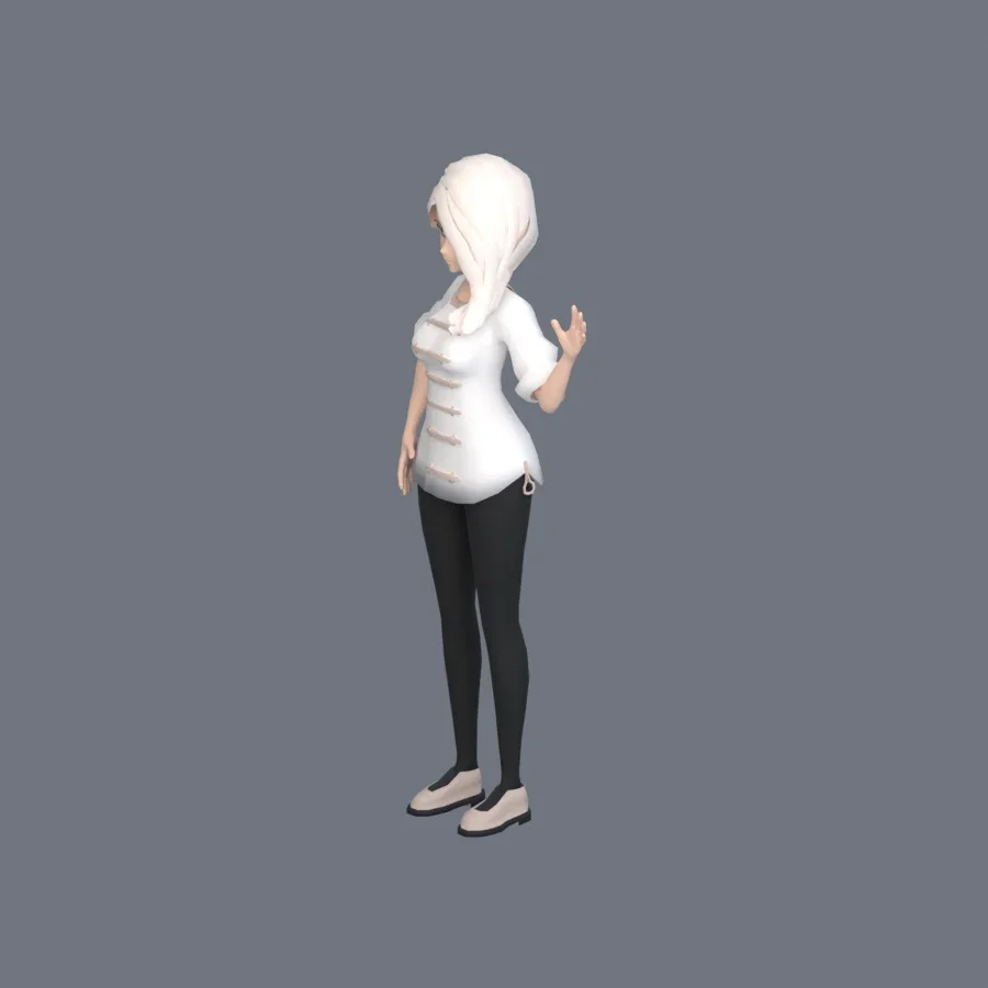 Stylized Anime Girl 08 Rigged, 3D model preview 6