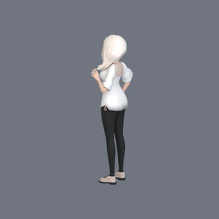 Stylized Anime Girl 08 Rigged, 3D model preview 7