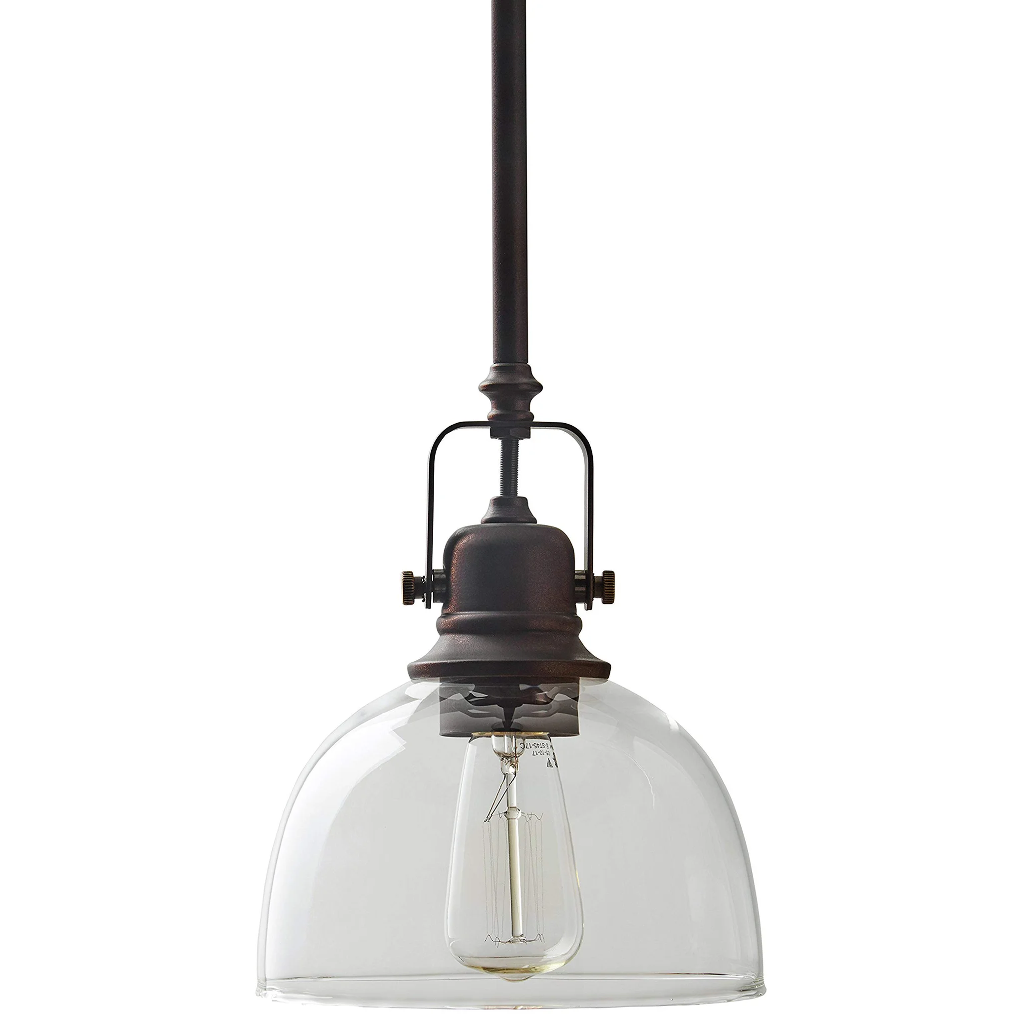 Vintage Industrial Pendant Light with Clear Glass Shade and Oil-Rubbed Bronze Finish