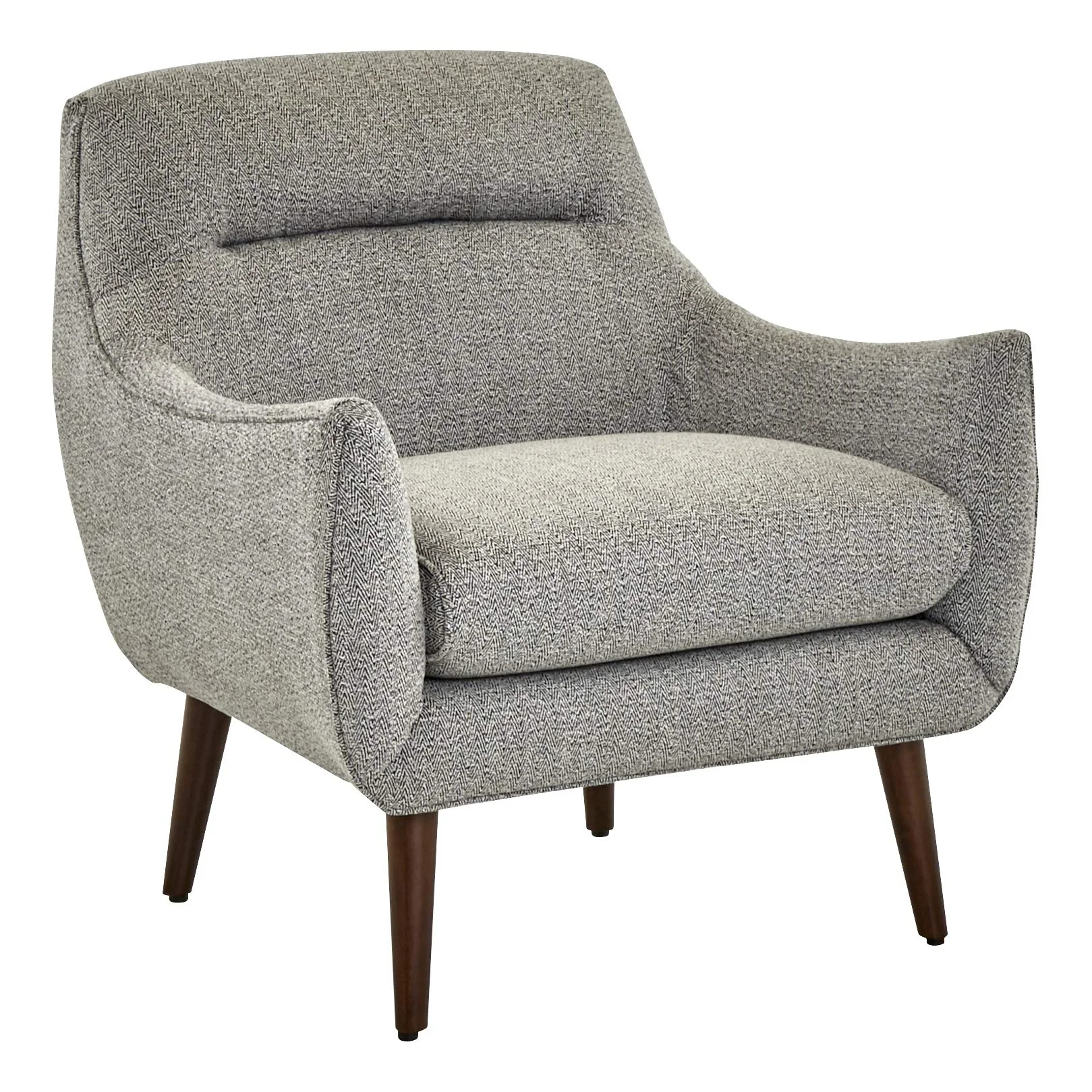 Mid-Century Modern Accent Chair with Herringbone Upholstery