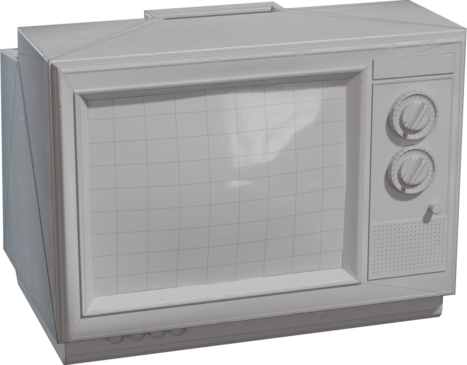 Vintage CRT Television Set - Worn & Weathered, 3D model preview 1
