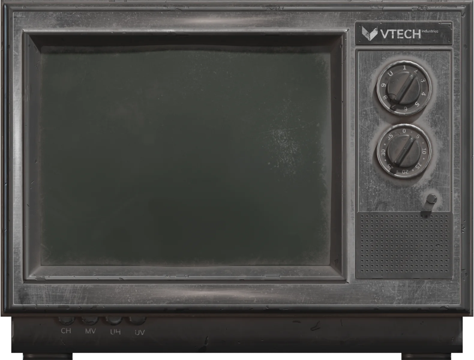 Vintage CRT Television Set - Worn & Weathered, 3D model preview 2