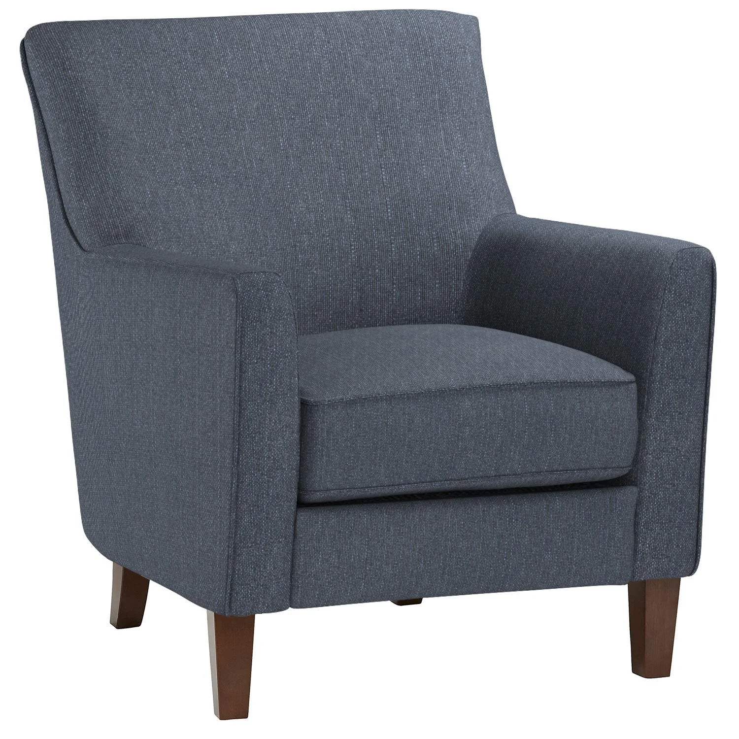 Modern Blue Upholstered Accent Armchair with Wooden Legs