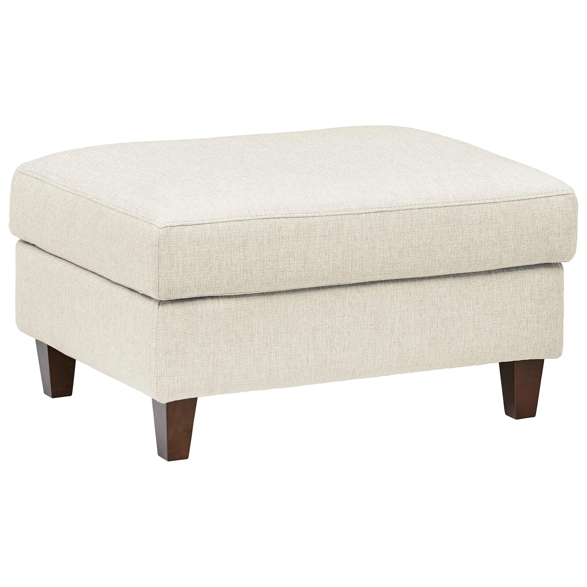 Modern Upholstered Rectangle Ottoman with Wooden Legs – Sand Fabric