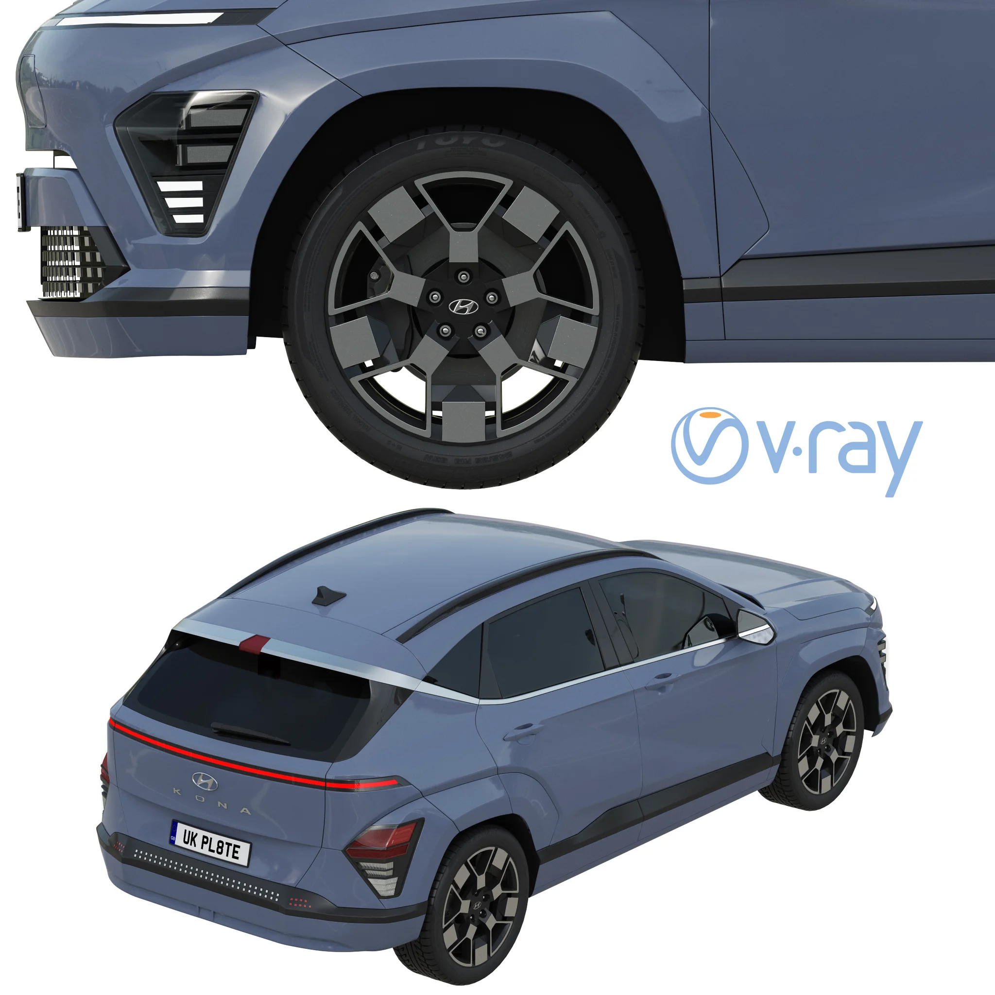 Hyundai KONA Electric 2024, 3D model preview 4