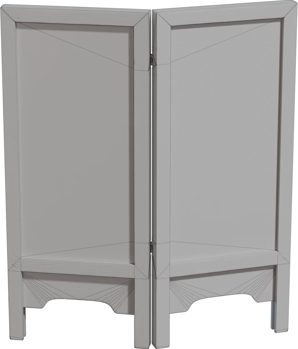 Chinese Silk Embroidery Two-Panel Folding Screen, 3D model preview 1