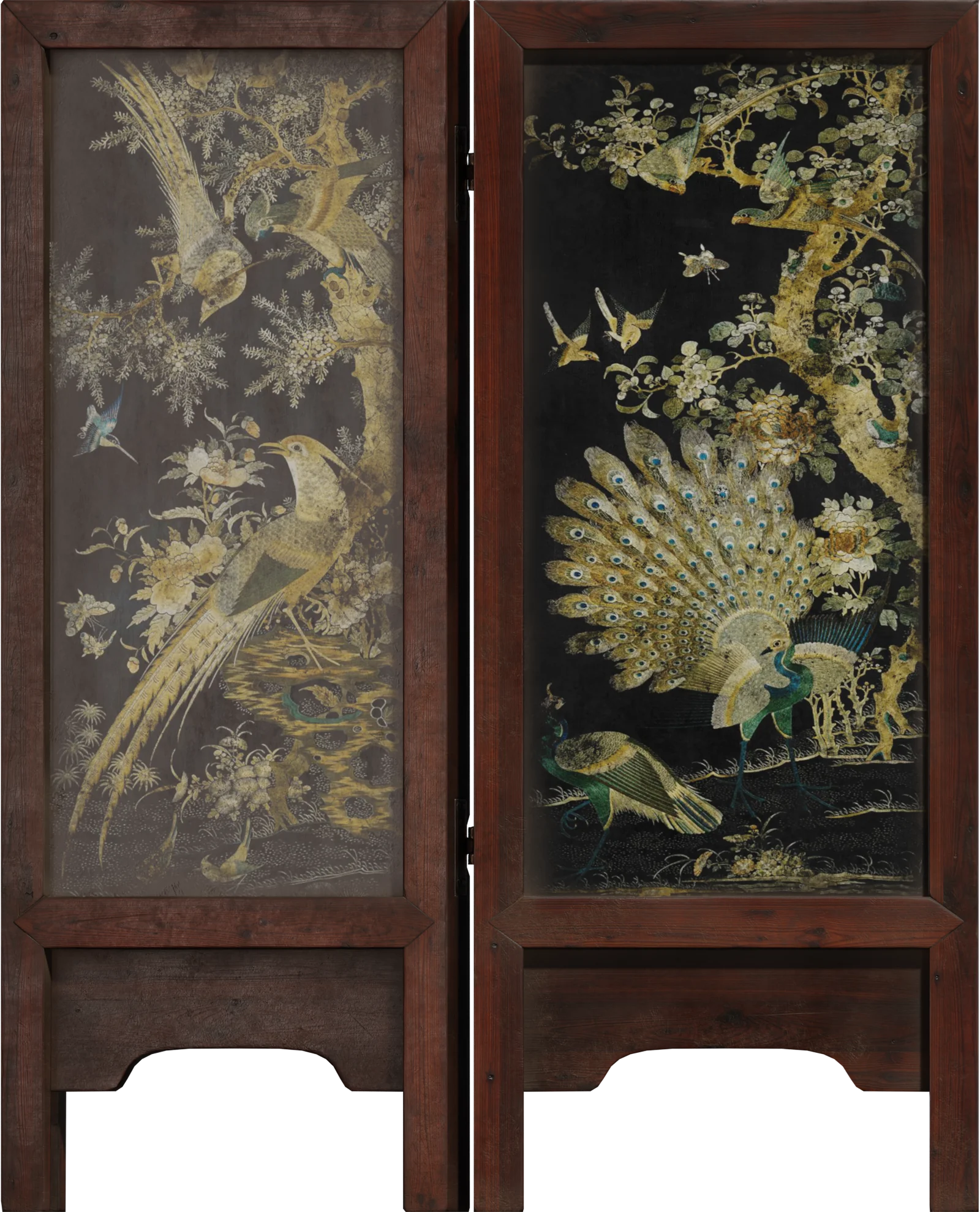 Chinese Silk Embroidery Two-Panel Folding Screen, 3D model preview 2
