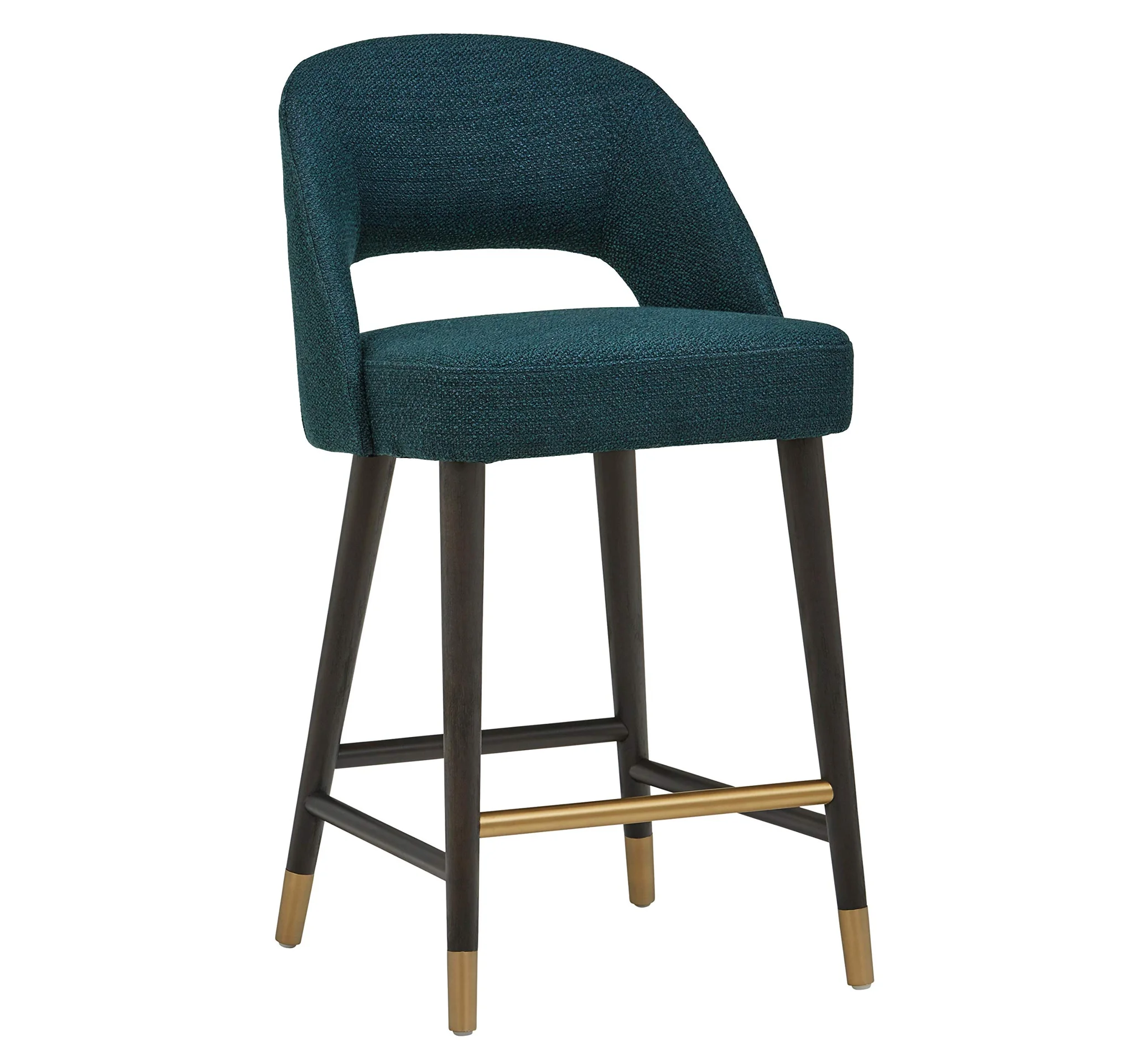 Contemporary Upholstered Counter Height Stool with Gold Accents