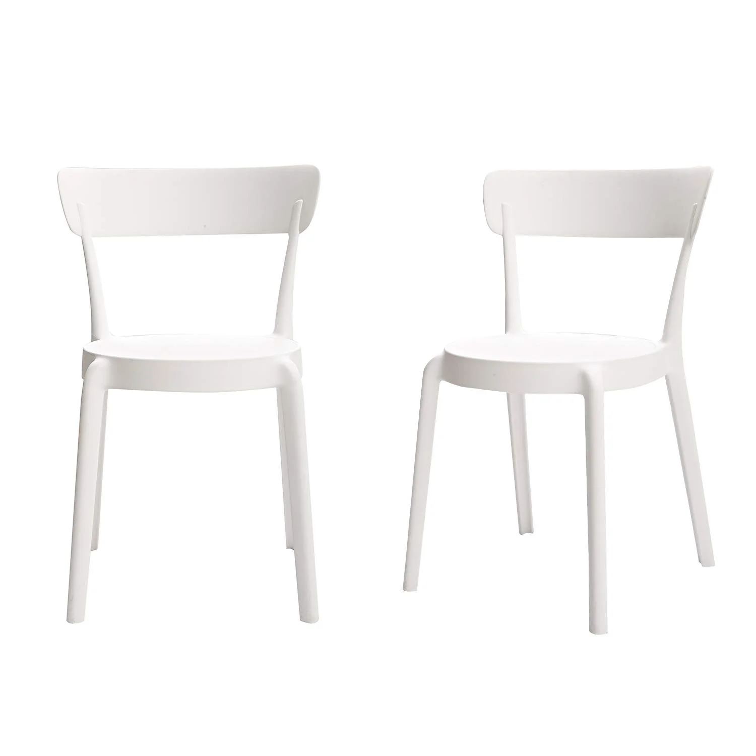 White Plastic Bistro Dining Chair Set of 2