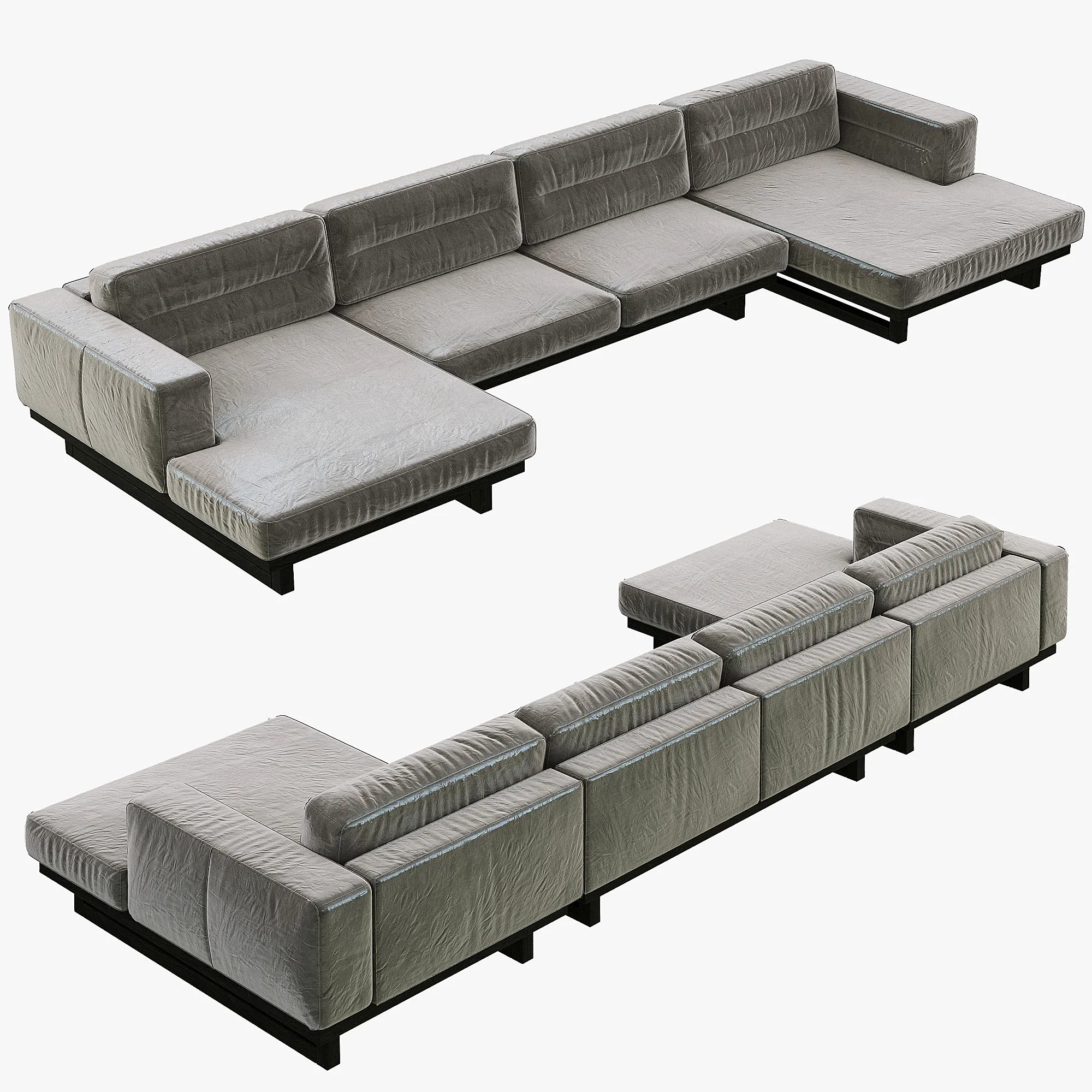 Restoration Hardware Durrell Leather U Chaise Sectional — 3D model preview 2