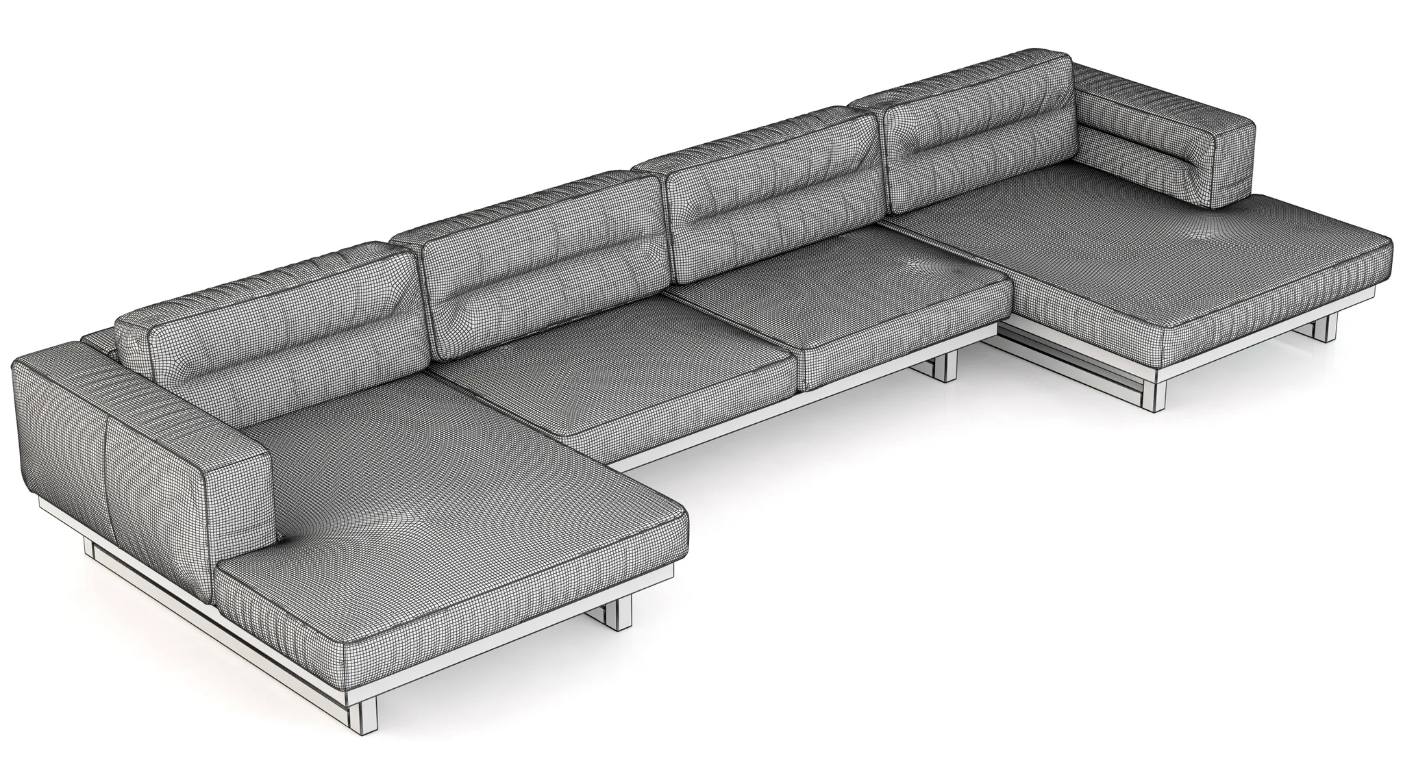 Restoration Hardware Durrell Leather U Chaise Sectional — 3D model preview 3