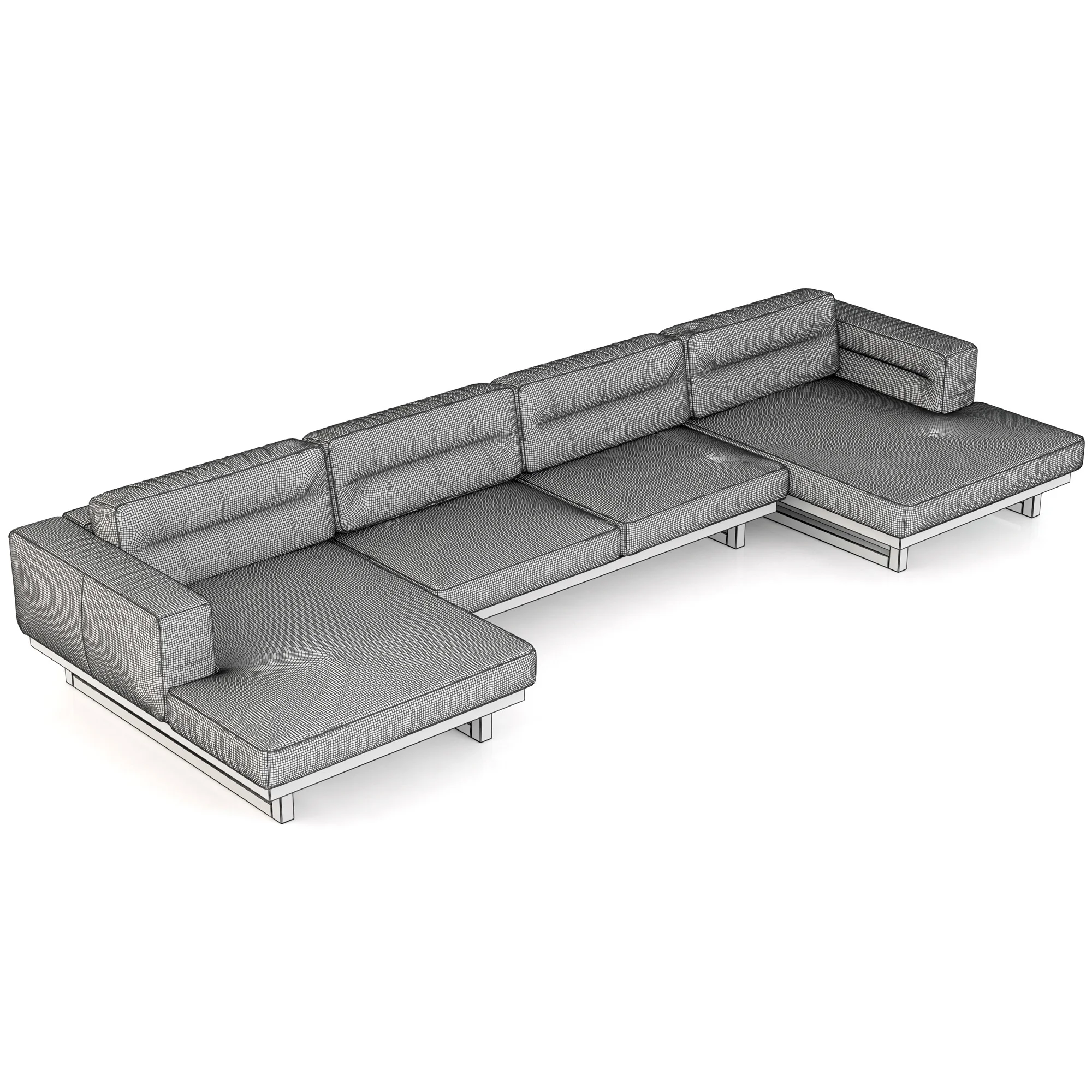 Restoration Hardware Durrell Leather U Chaise Sectional — 3D model preview 4