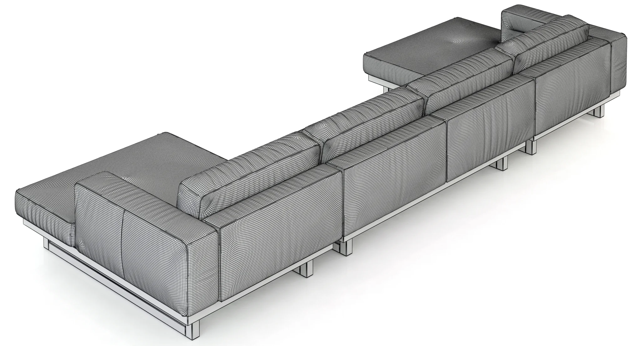 Restoration Hardware Durrell Leather U Chaise Sectional — 3D model preview 7