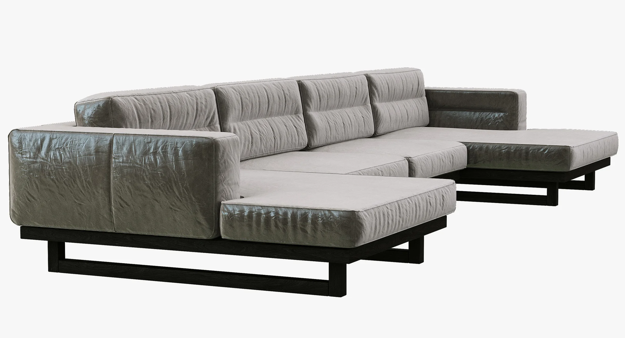 Restoration Hardware Durrell Leather U Chaise Sectional — 3D model preview 8