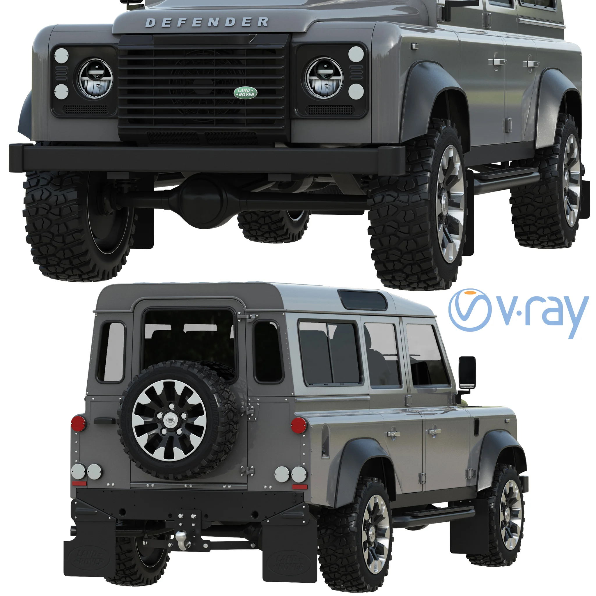 Land Rover Defender Works V8 4 Door 2018, 3D model preview 5