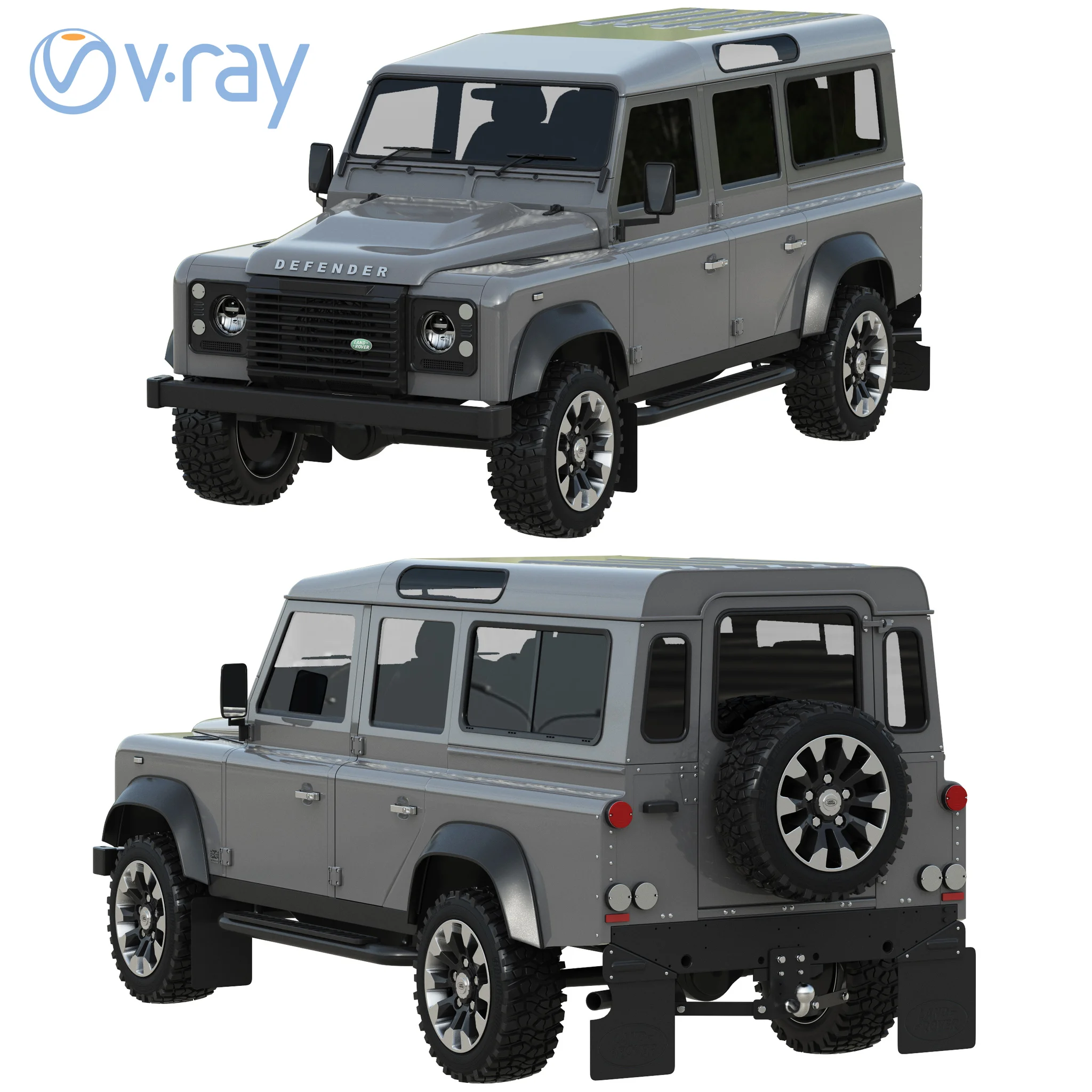 Land Rover Defender Works V8 4 Door 2018, 3D model preview 14
