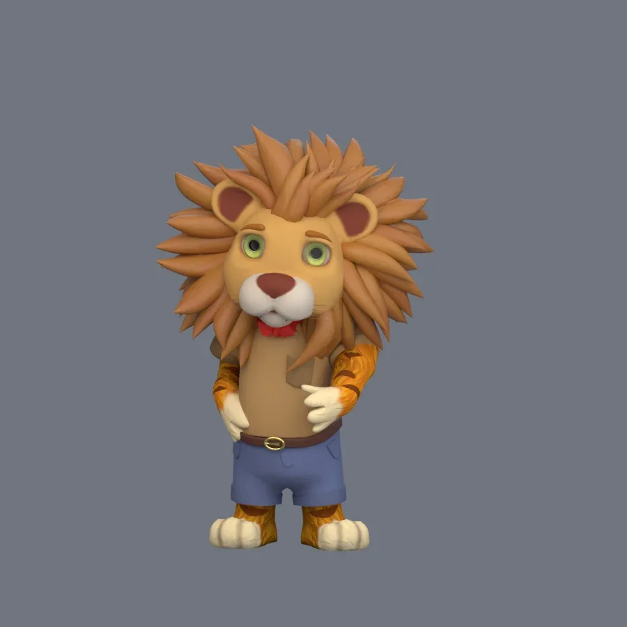 Illustration Lion Rigged, 3D model preview 1