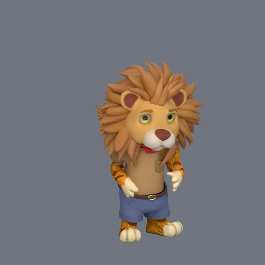 Illustration Lion Rigged, 3D model preview 2