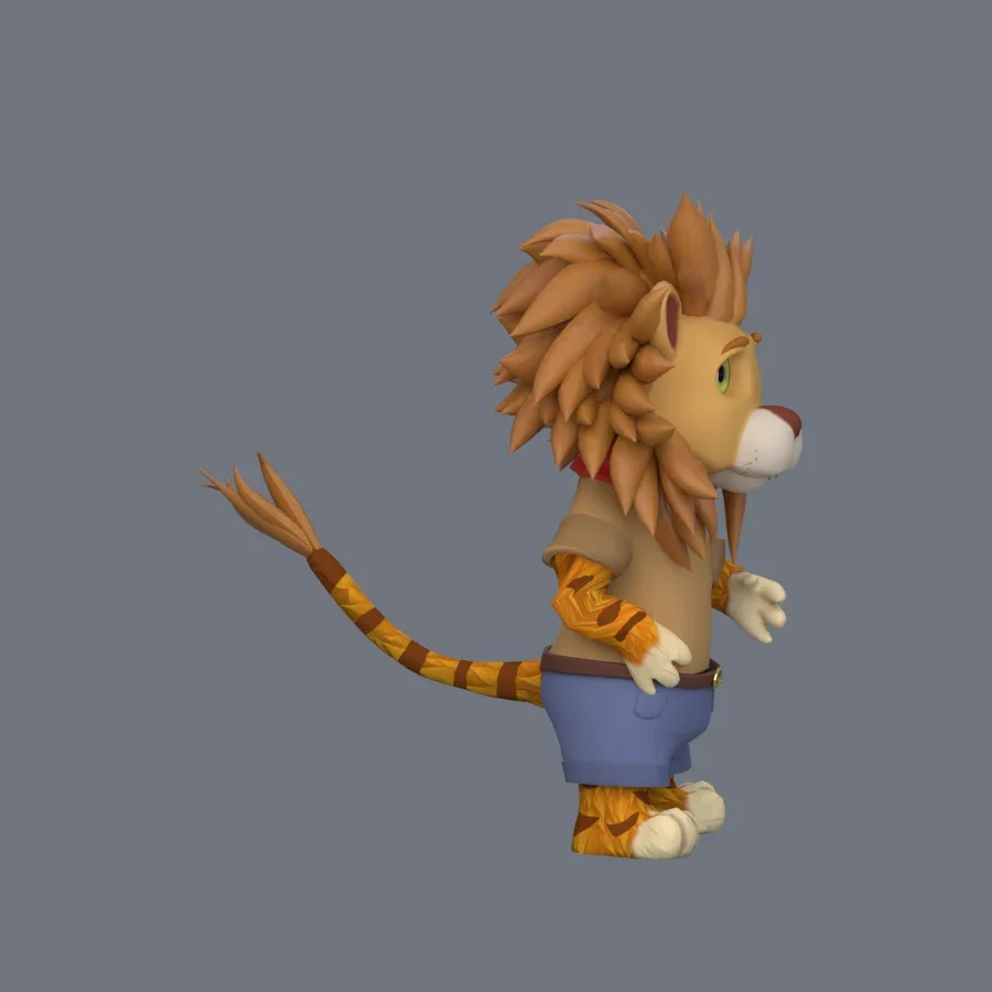 Illustration Lion Rigged, 3D model preview 5