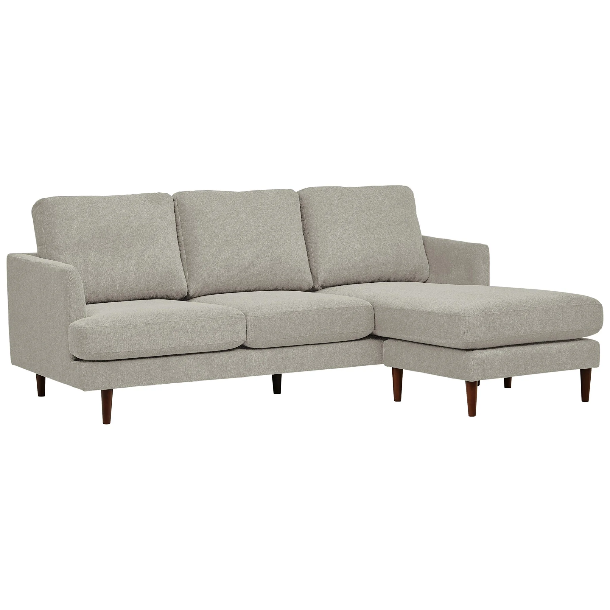 Mid-Century Modern Sectional Sofa with Chaise Lounge – Light Grey Fabric
