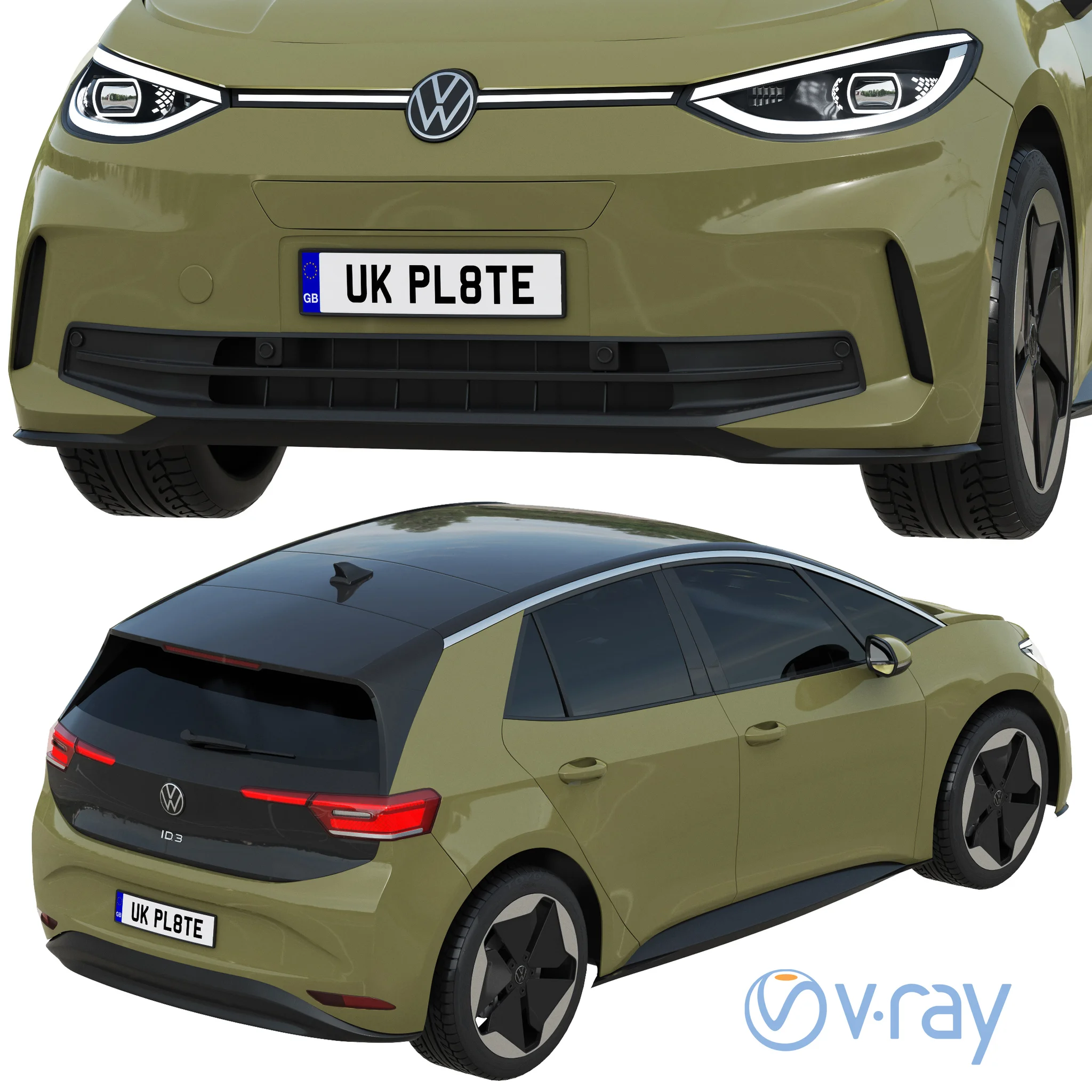 Volkswagen ID3 2024, 3D model preview 5