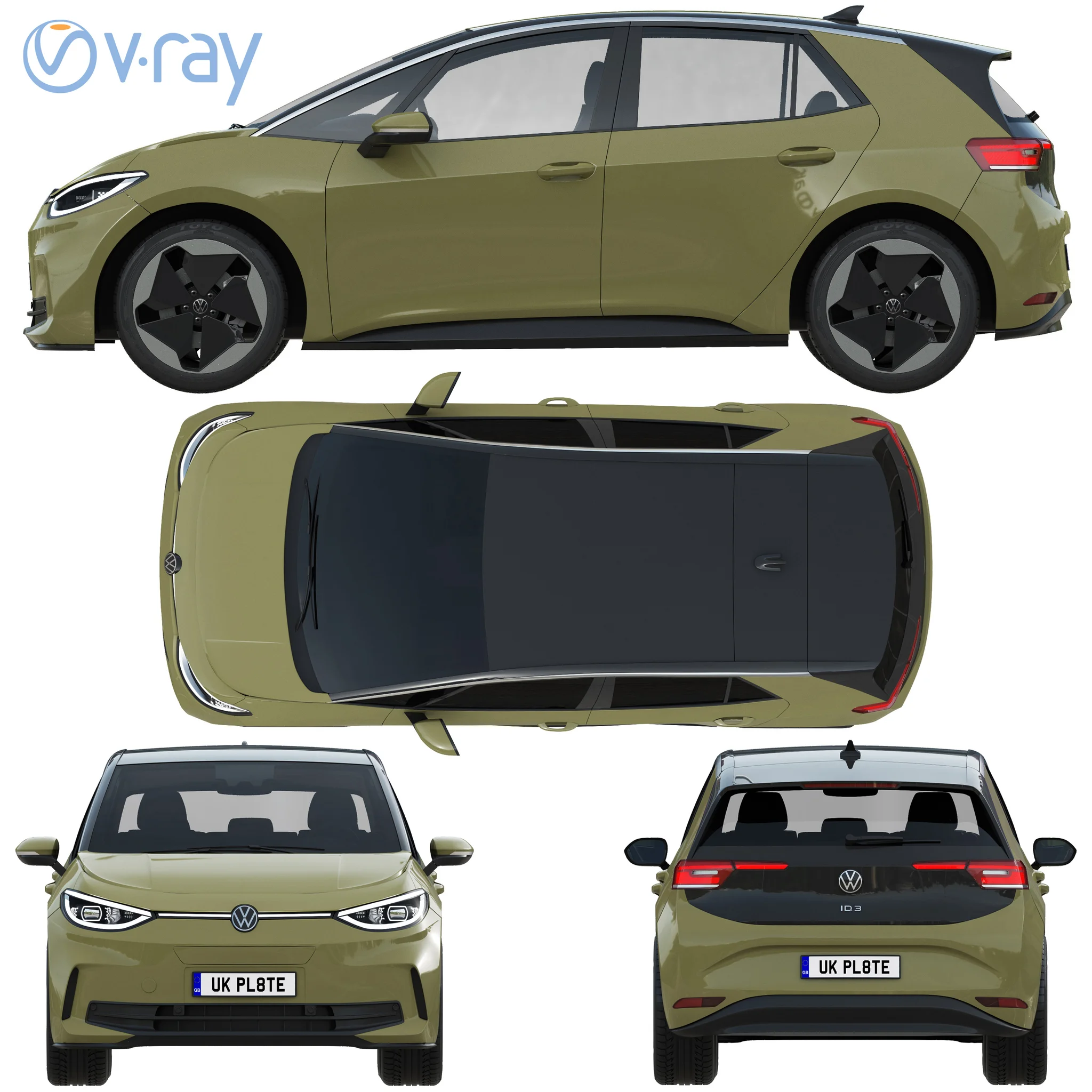 Volkswagen ID3 2024, 3D model preview 30