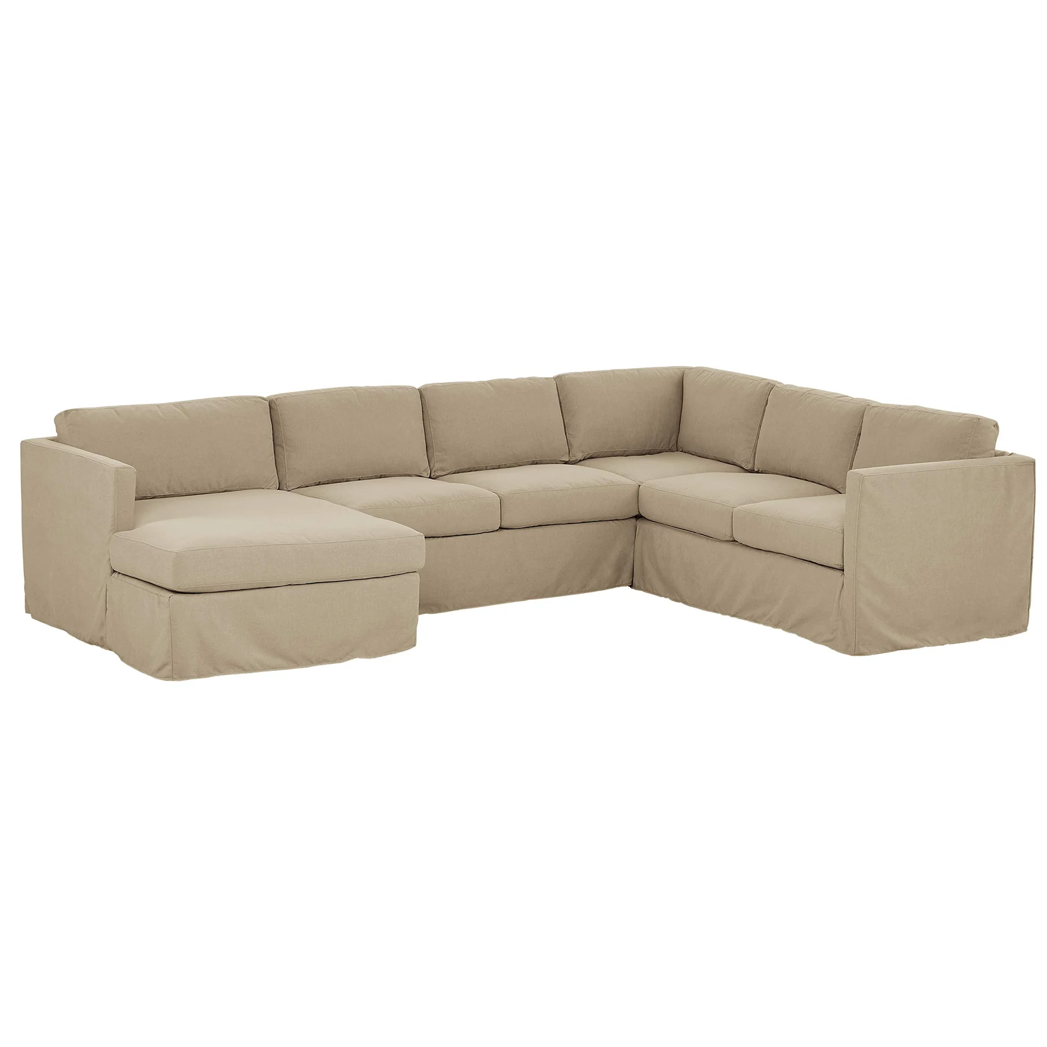 Slipcover U-Shaped Sectional Sofa with Chaise Lounge