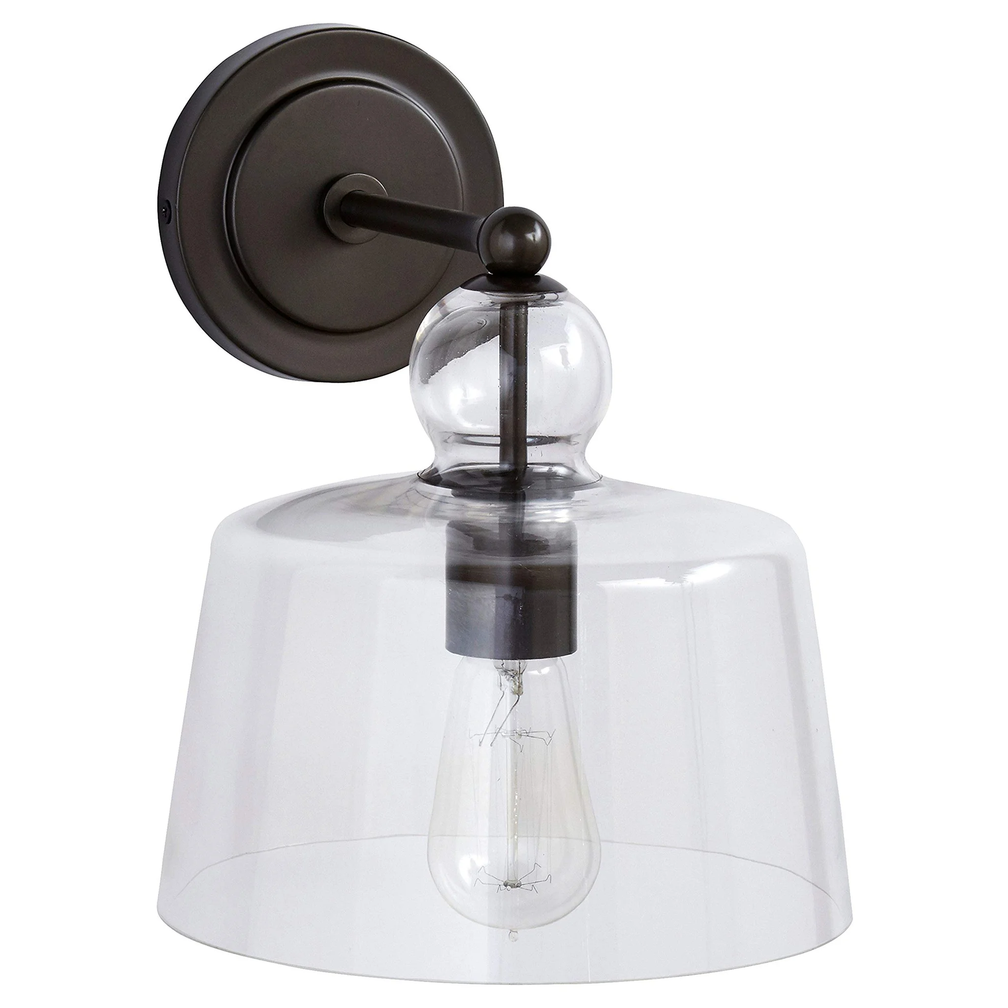 Industrial Wall Sconce with Clear Glass Shade and Edison Bulb