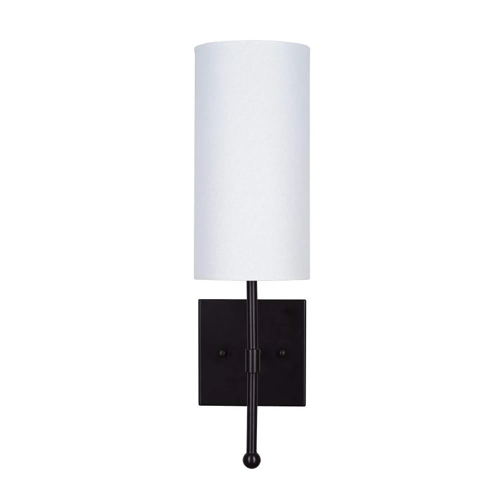 Traditional Wall Sconce with Cylindrical Linen Shade – Dark Bronze