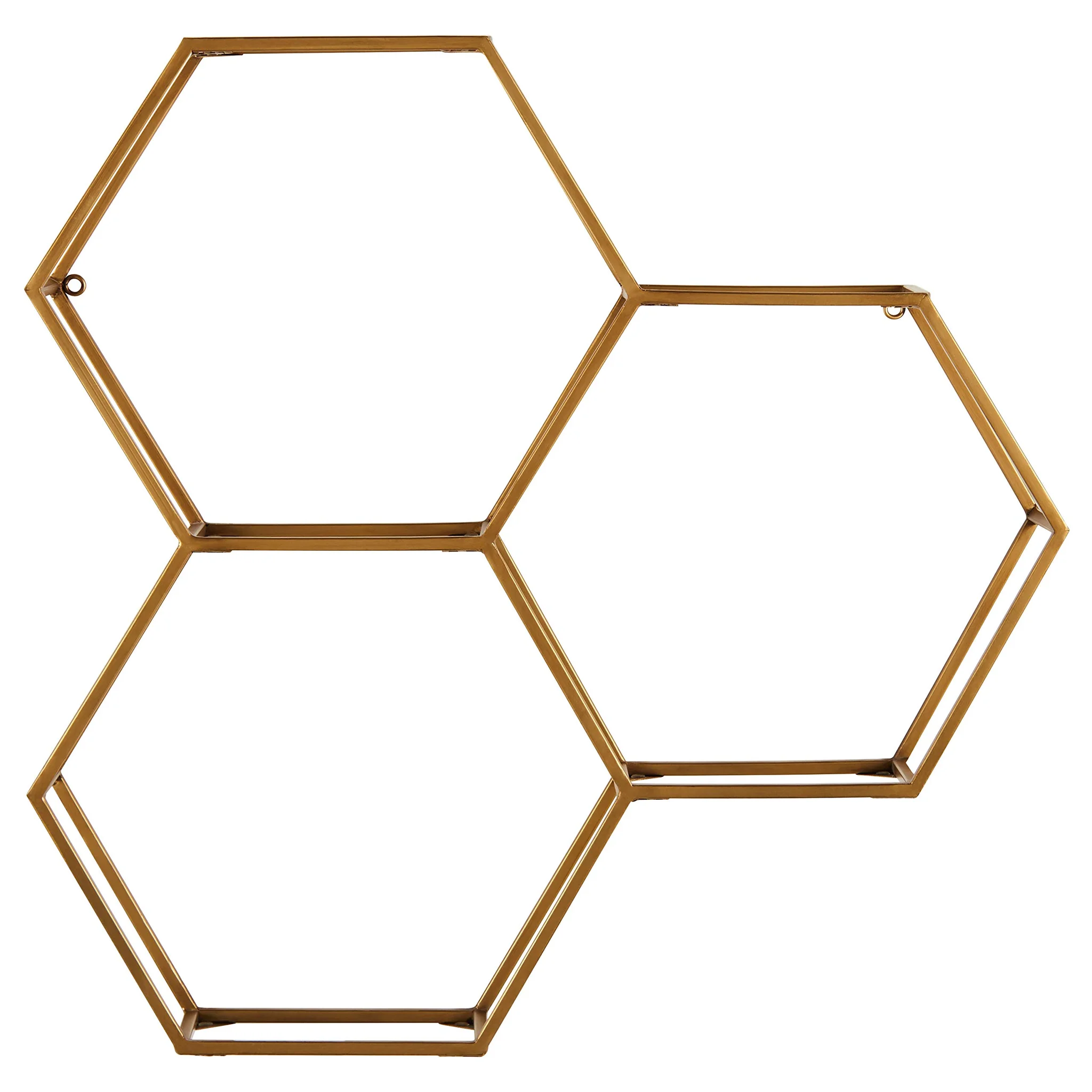 Gold Hexagonal Honeycomb Floating Wall Shelf Unit