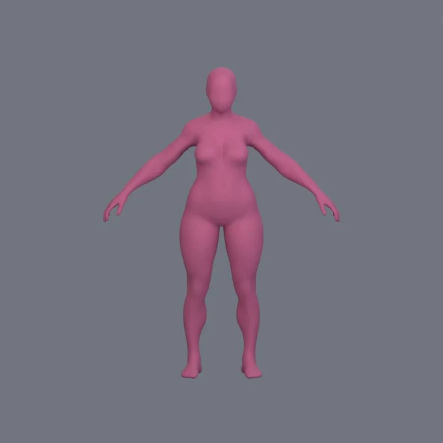 Basemesh Stylized Girl 01, 3D model preview 1