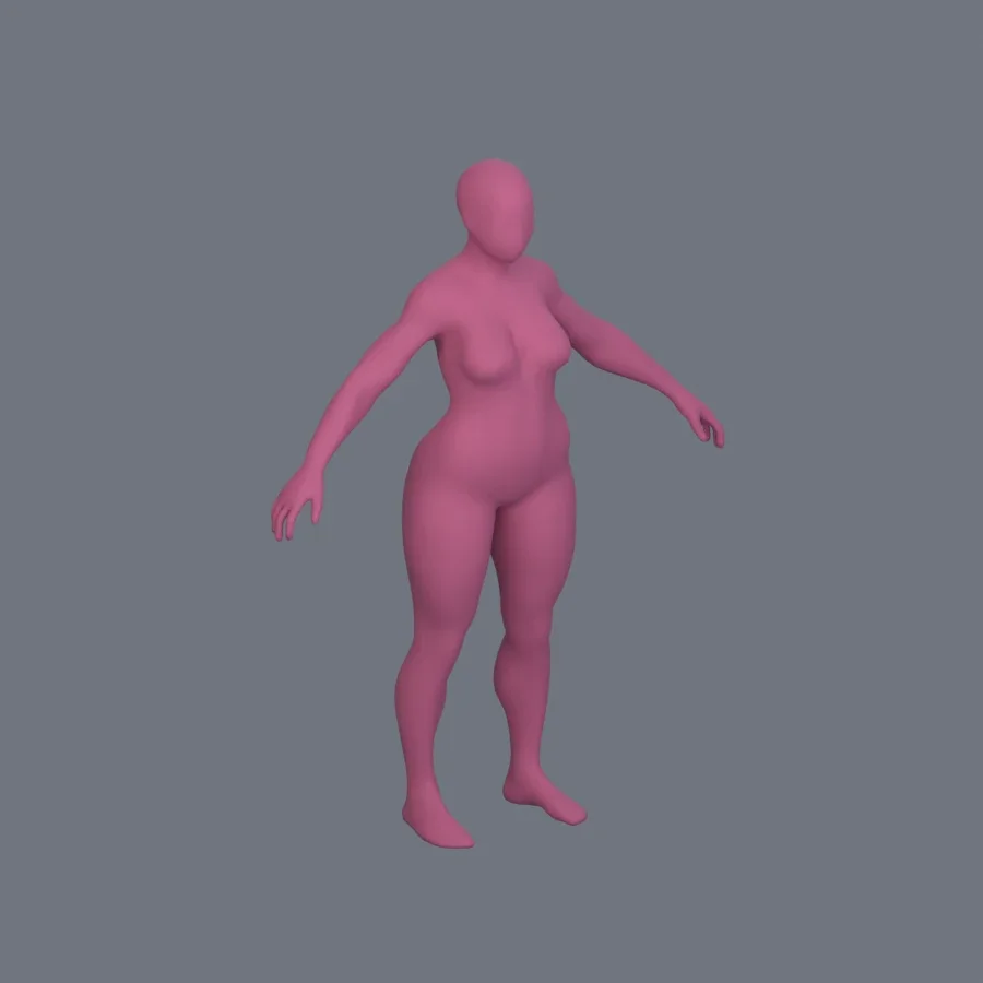 Basemesh Stylized Girl 01, 3D model preview 2