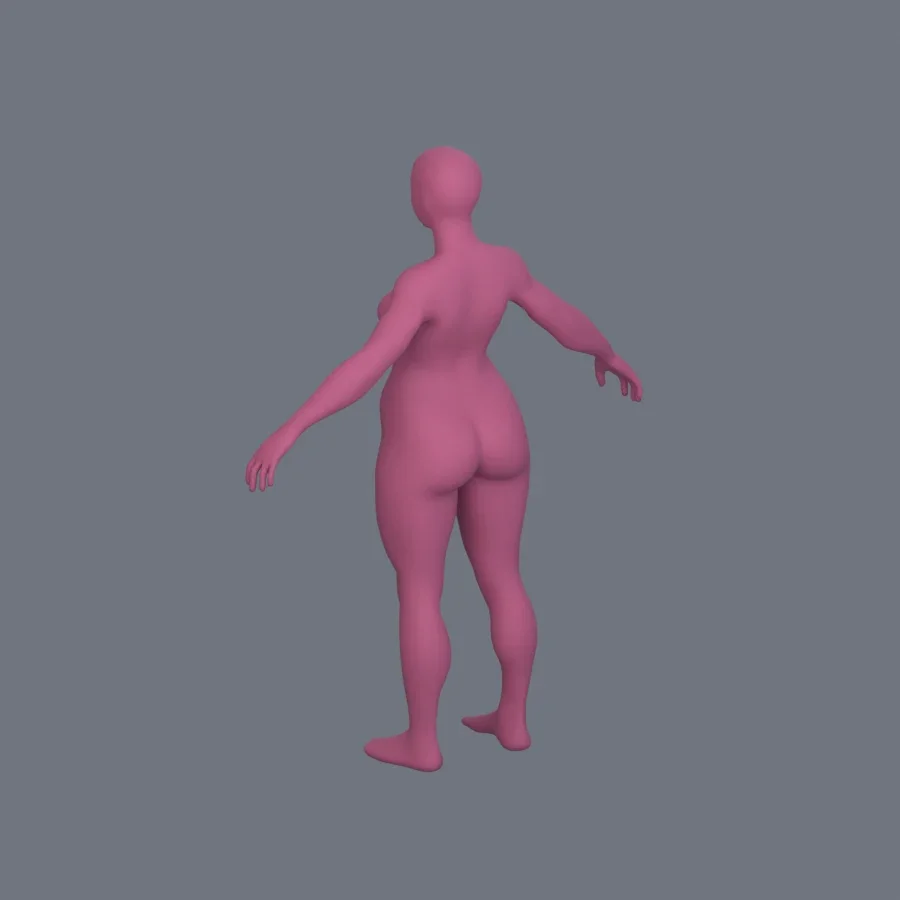 Basemesh Stylized Girl 01, 3D model preview 6