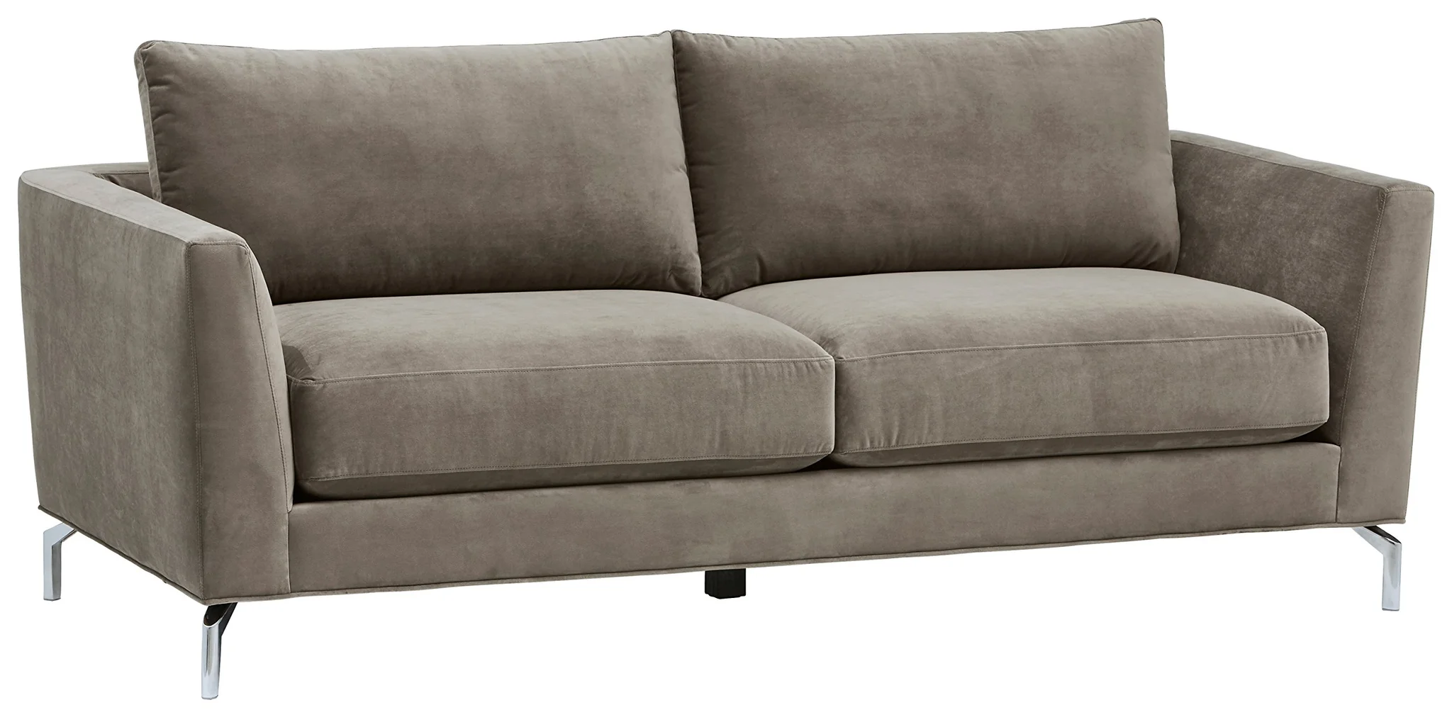 Mid-Century Modern Velvet Sofa with Chrome Metal Legs