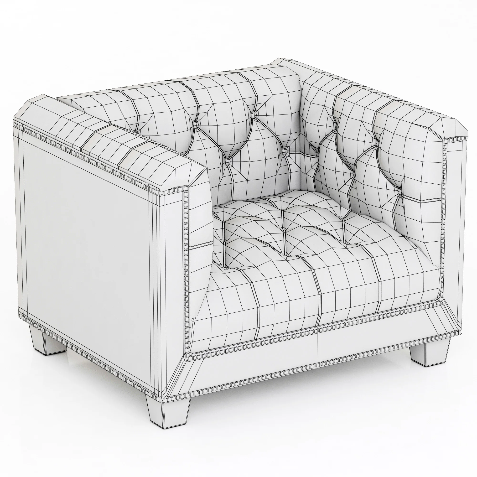 Restoration Hardware Savoy Leather Chair — 3D model preview 7