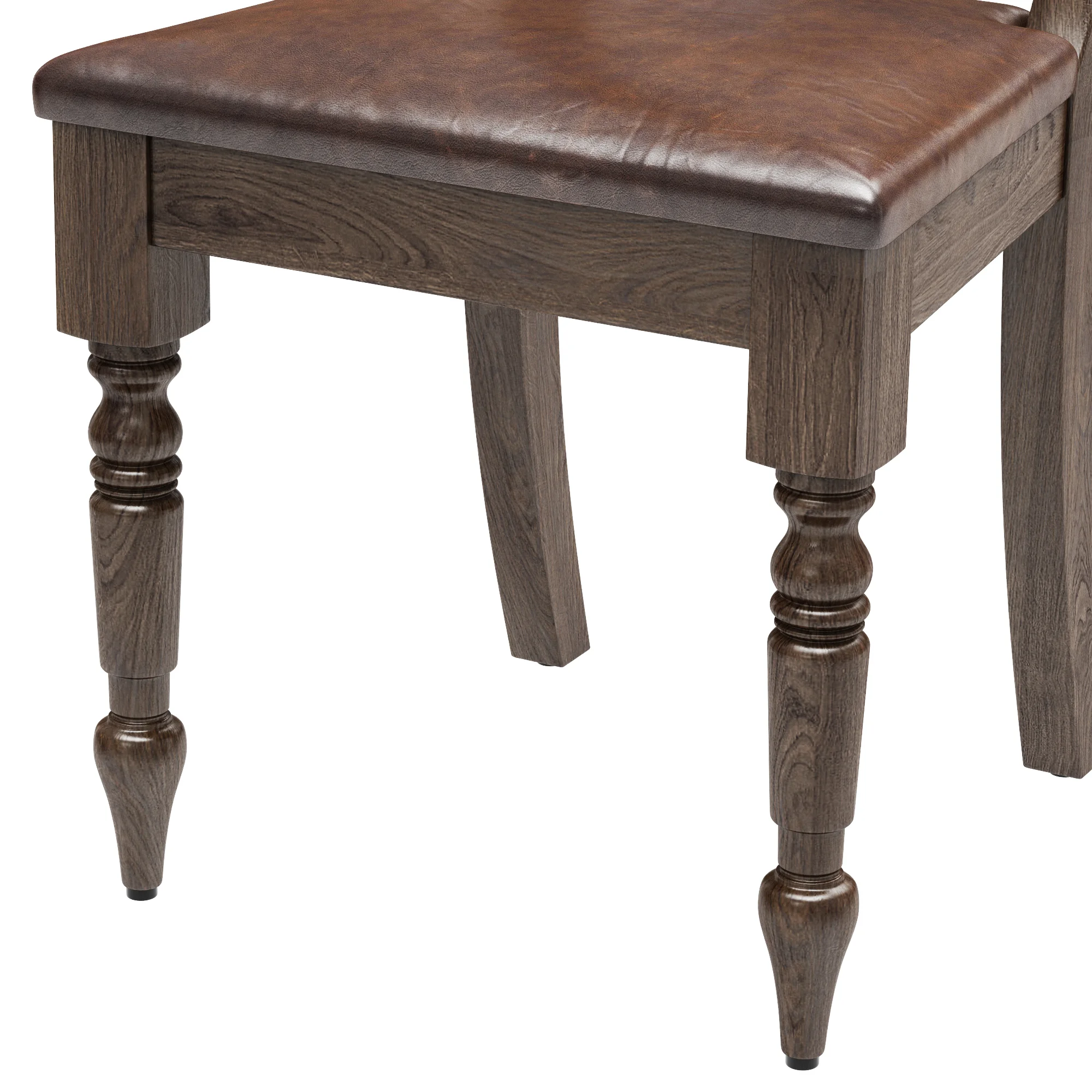 Restoration Hardware 19Th C. English Schoolhouse Leather Side Chair — 3D model preview 6