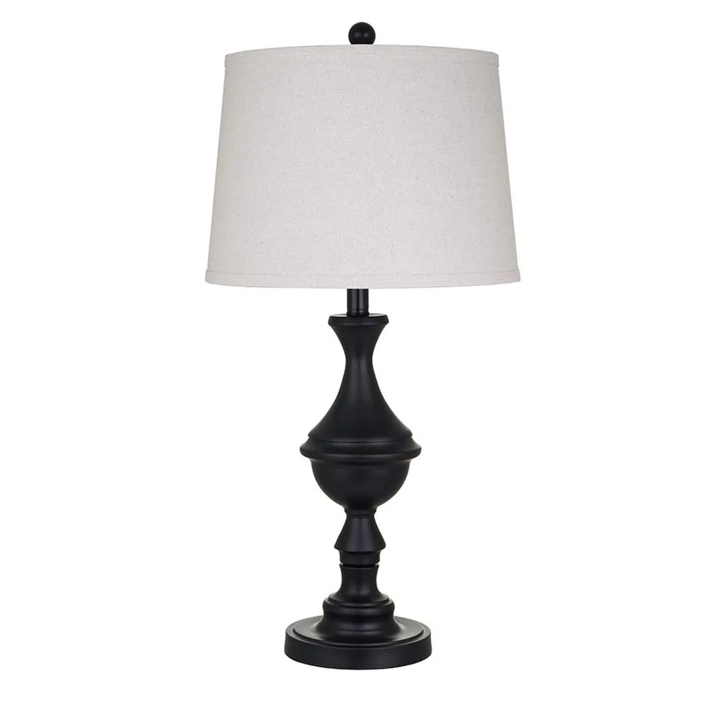 Classic Matte Black Traditional Table Lamp with Linen Shade