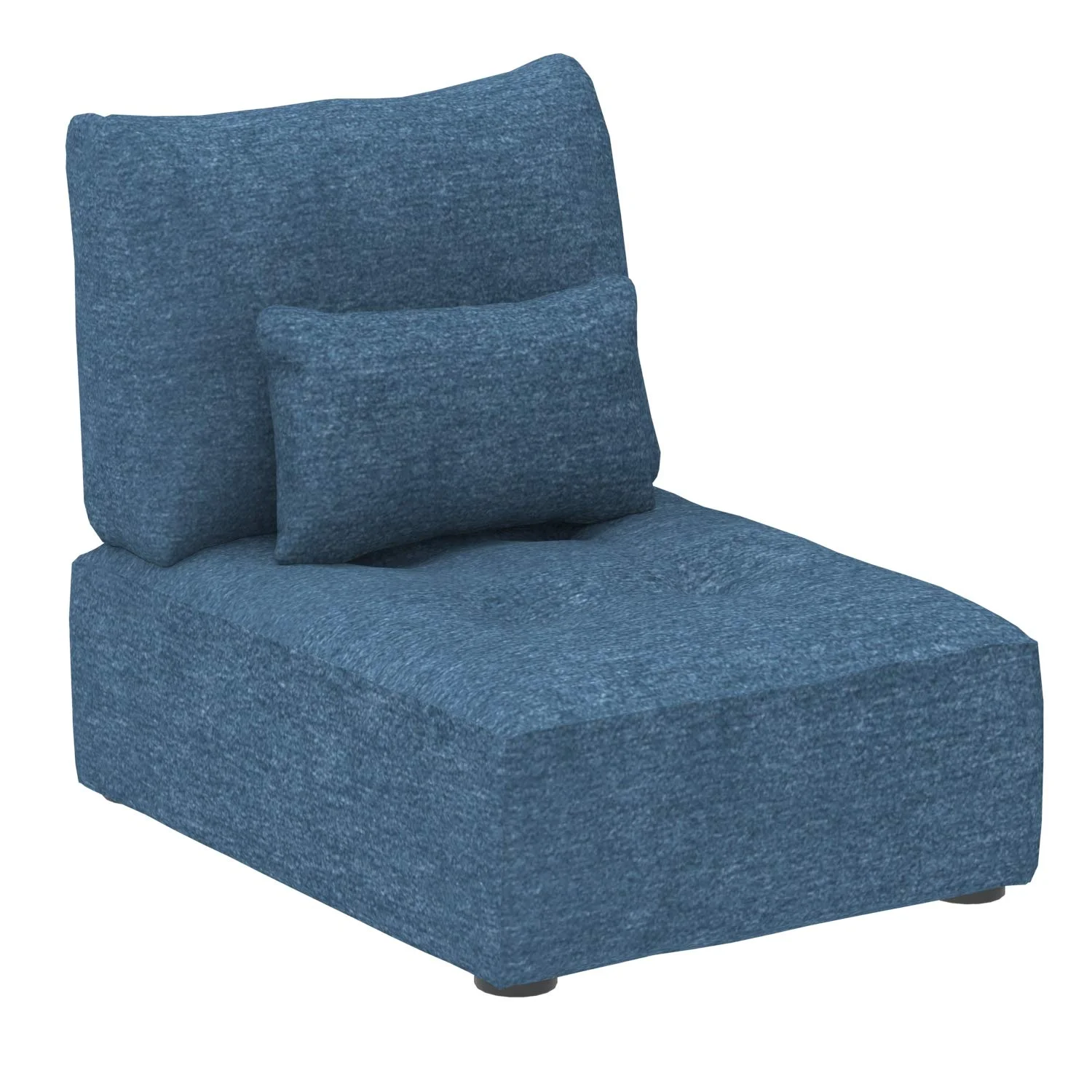 Modern Modular Armless Accent Chair with Lumbar Cushion – Blue Fabric