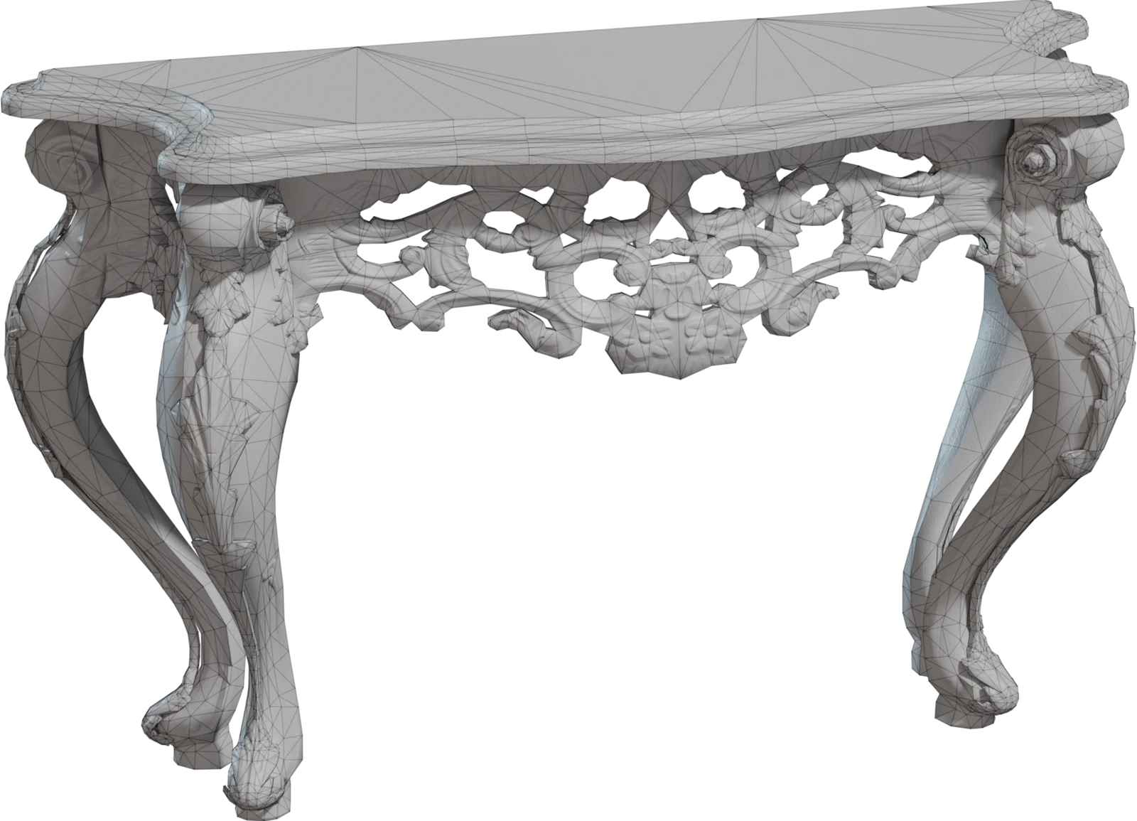 Baroque Dark Wood Console Table, 3D model preview 1