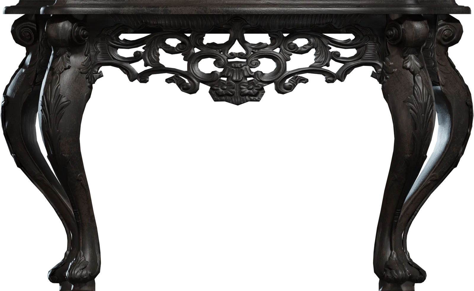 Baroque Dark Wood Console Table, 3D model preview 2