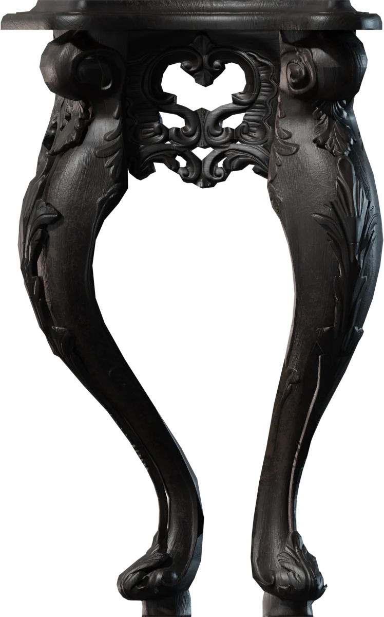 Baroque Dark Wood Console Table, 3D model preview 3