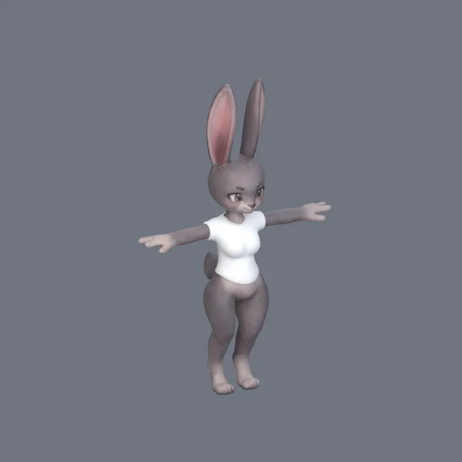 Stylized Bunny Character, 3D model preview 2