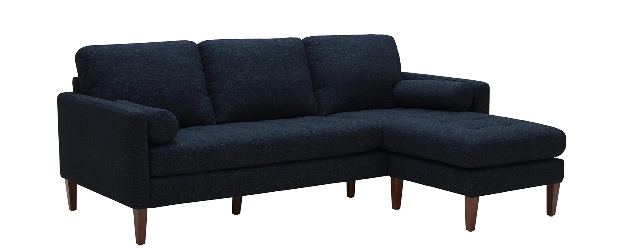 Mid-Century Sectional Sofa with Chaise and Tapered Wood Legs