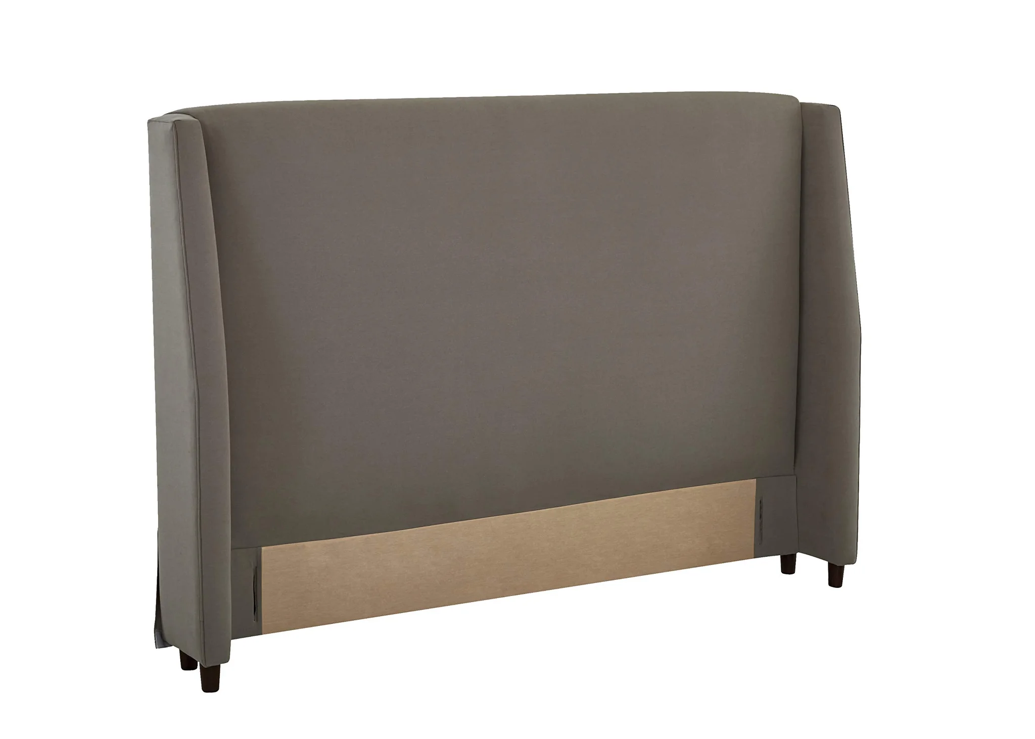 Upholstered Wingback Queen Headboard in Pewter Fabric
