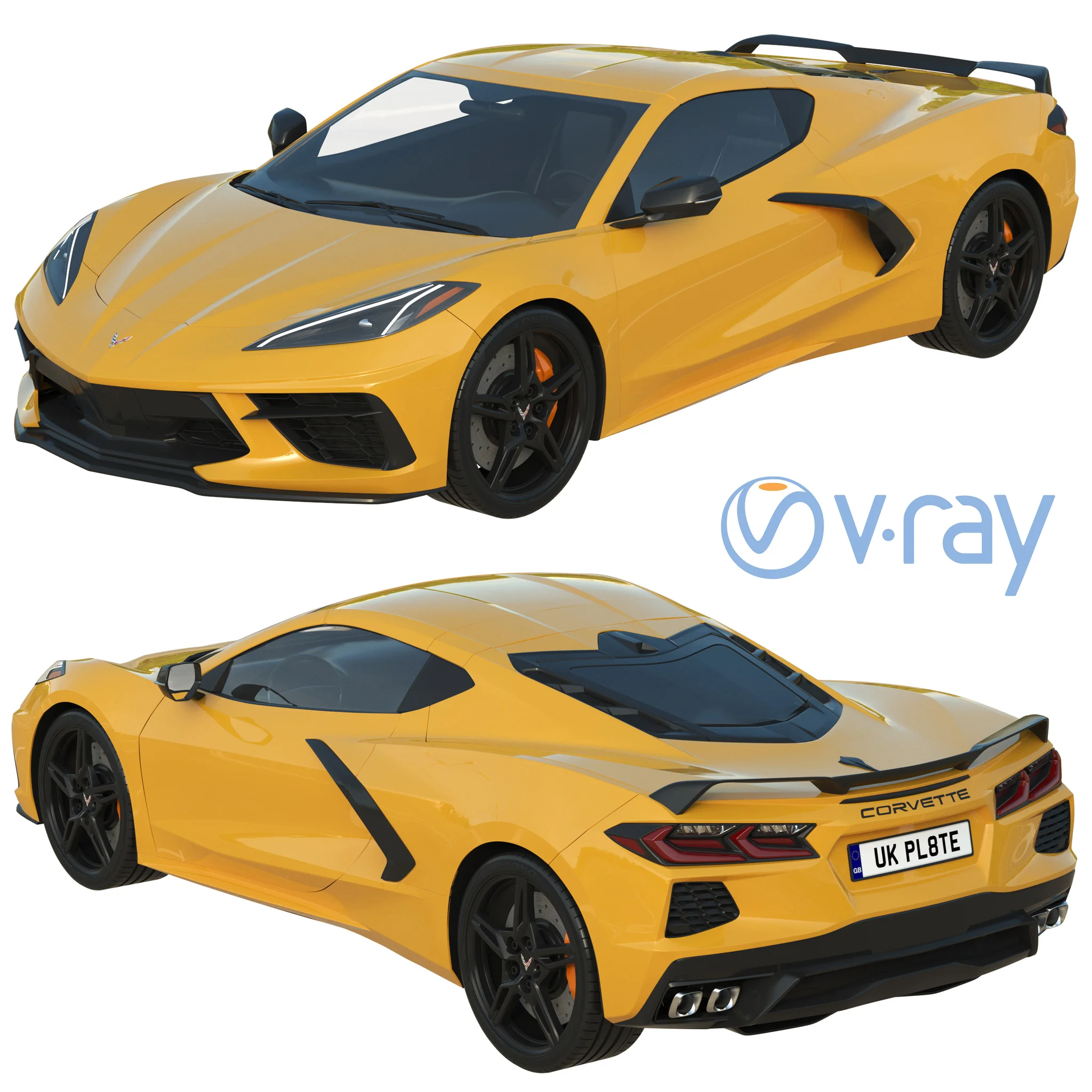 Chevrolet Corvette C8 2020, 3D model preview 3